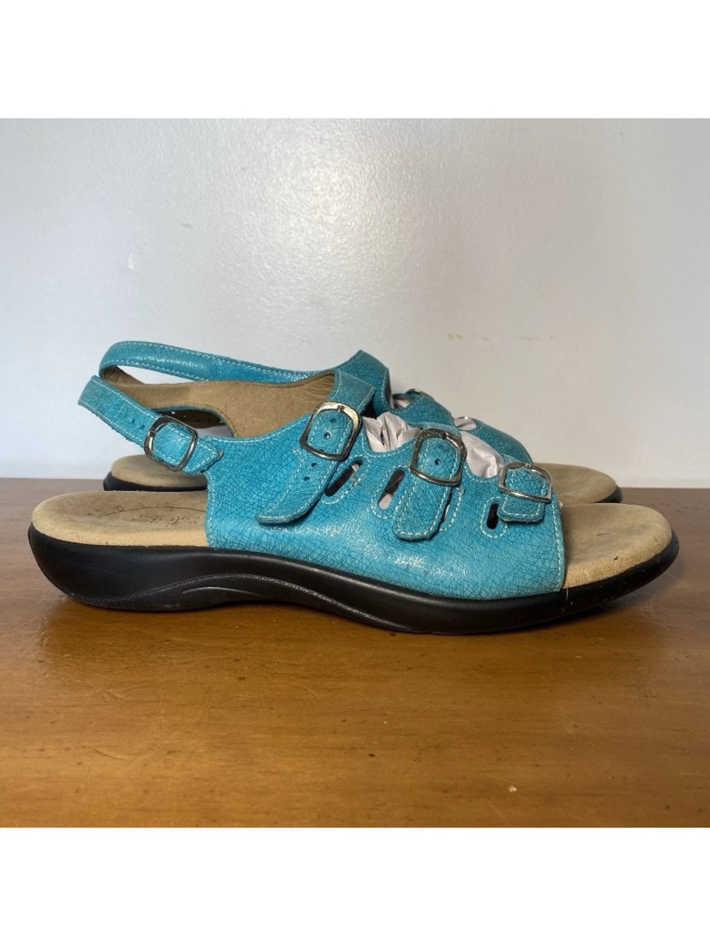 SAS Mystic Women’s 11.5 Slingback Sandal Tripad Comfort Web Turquoise Blue USA